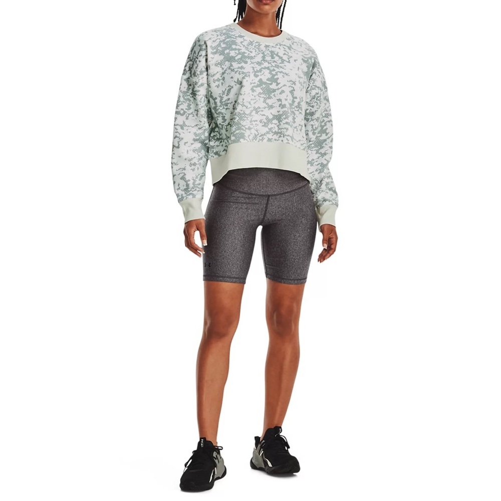 Under Armour Rival Fleece Camo Crew Long Sleeve Shirt Crop Top Size XL